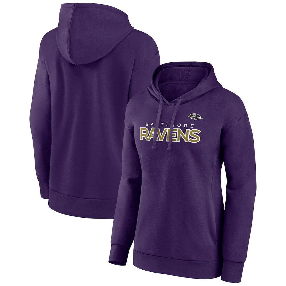 Baltimore Ravens Women's Iconic Cotton Fleece Checklist Pullover Hoodie - Purple on sale