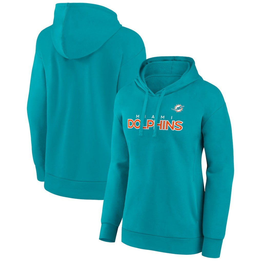 Miami Dolphins Women's Iconic Cotton Fleece Checklist Pullover Hoodie - Aqua on sale