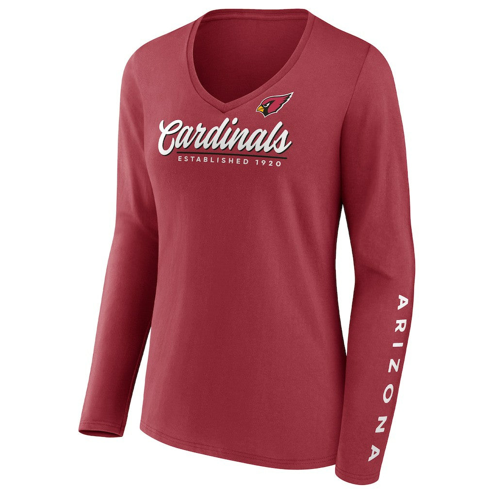 Arizona Cardinals Women's Drive Forward V-Neck Long Sleeve T-Shirt - Cardinal discount