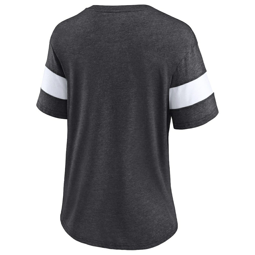 New Orleans Saints Women's Distressed Team Tri-Blend V-Neck T-Shirt - Heathered Charcoal/White outlet