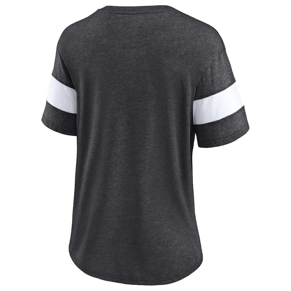 New Orleans Saints Women's Distressed Team Tri-Blend V-Neck T-Shirt - Heathered Charcoal/White outlet