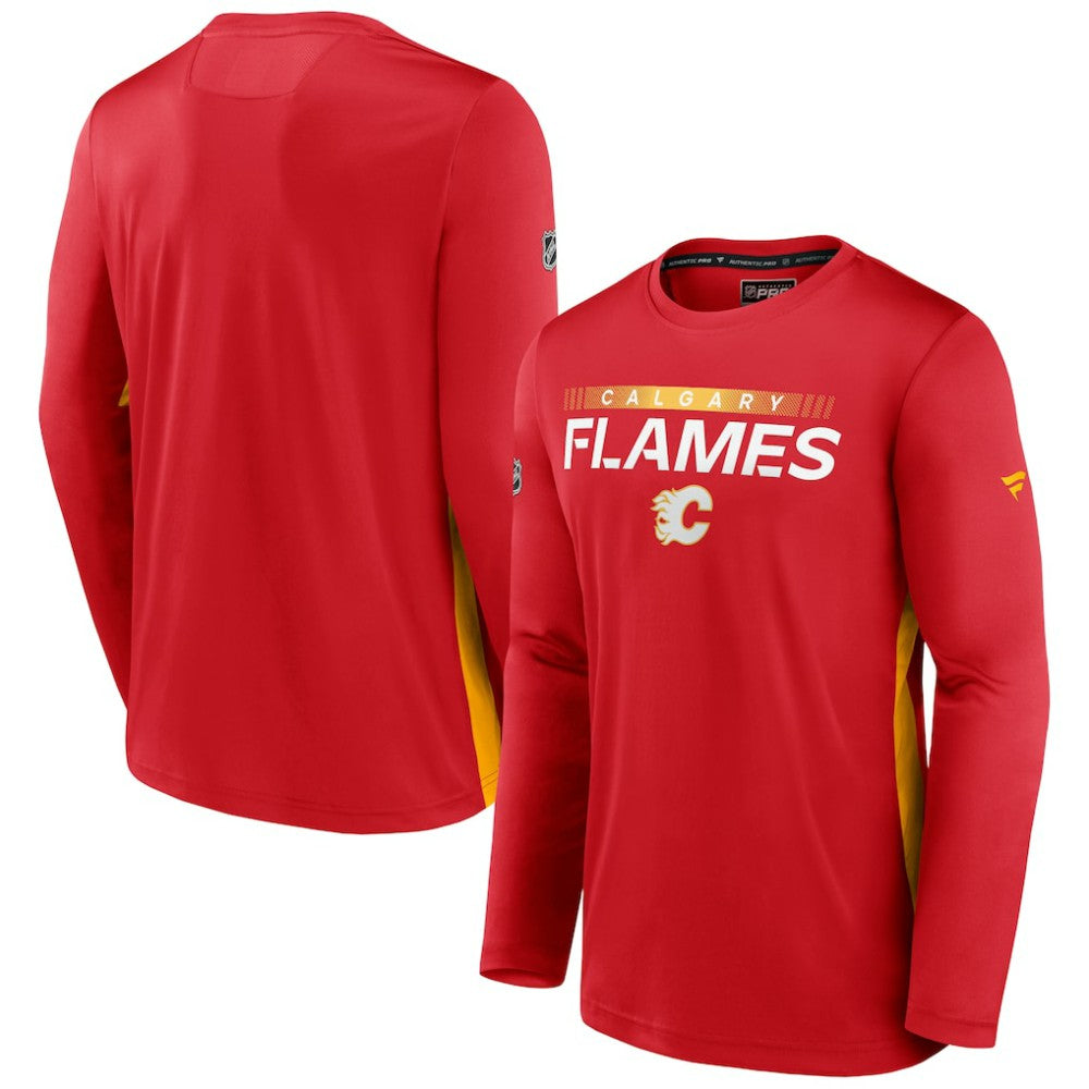 Calgary Flames Fanatics Authentic Pro Rink Performance Long Sleeve T-Shirt - Red T-shirts