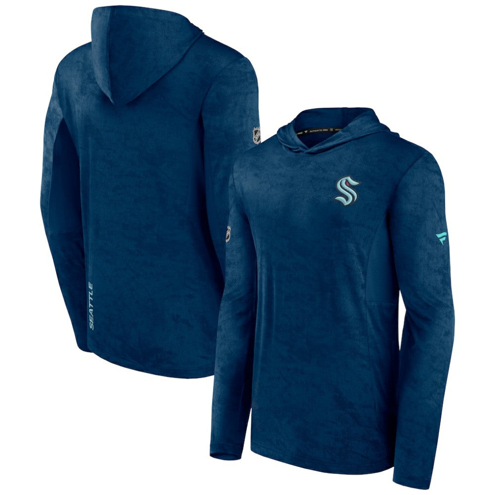 Seattle Kraken Fanatics Authentic Pro Rink Camo Pullover Hoodie - Deep Sea Blue Hoodies