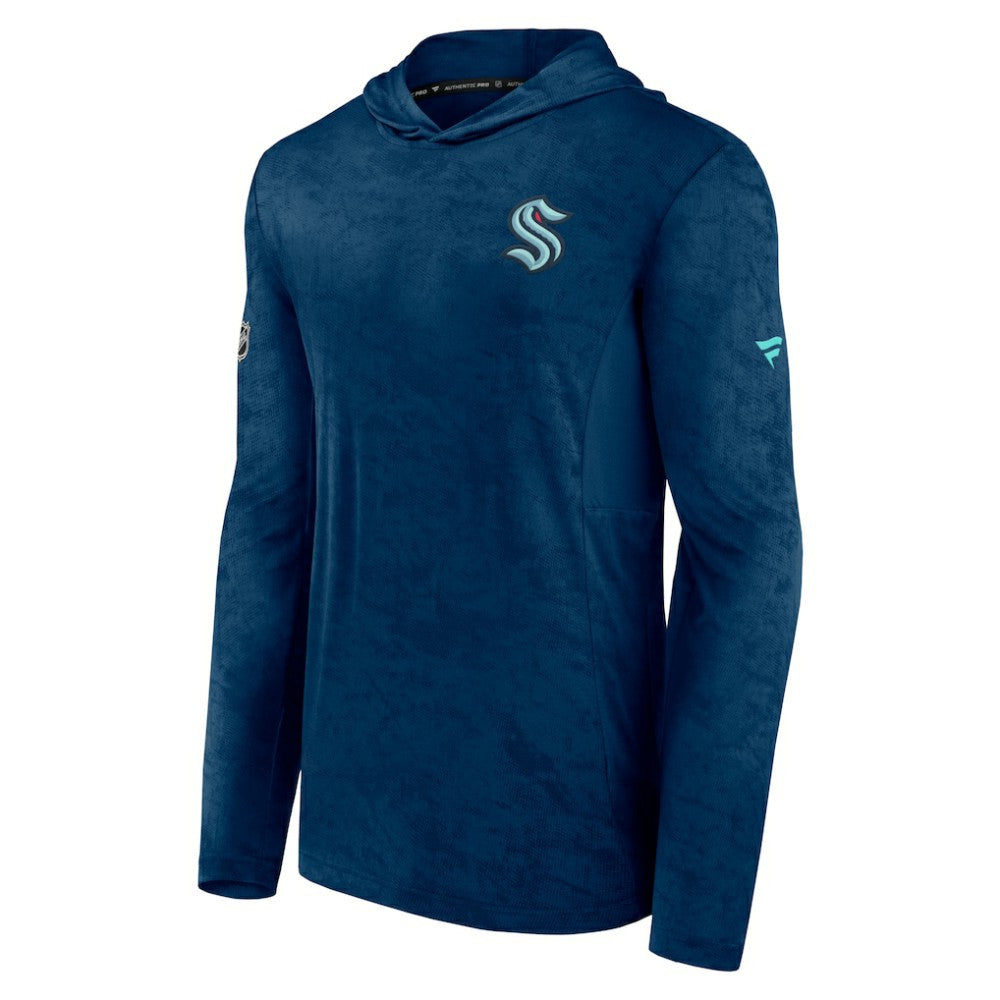Seattle Kraken Fanatics Authentic Pro Rink Camo Pullover Hoodie - Deep Sea Blue Hoodies