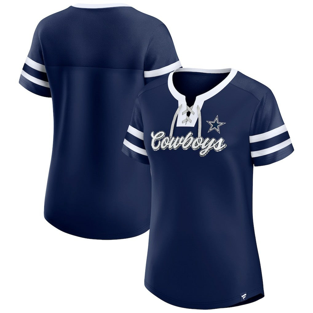 Dallas Cowboys Women's Original State Lace-Up T-Shirt - Navy discount