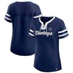 Dallas Cowboys Women's Original State Lace-Up T-Shirt - Navy discount