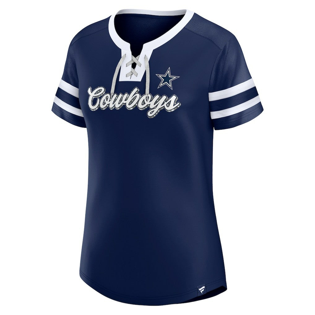 Dallas Cowboys Women's Original State Lace-Up T-Shirt - Navy discount
