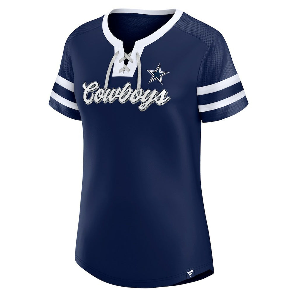 Dallas Cowboys Women's Original State Lace-Up T-Shirt - Navy discount