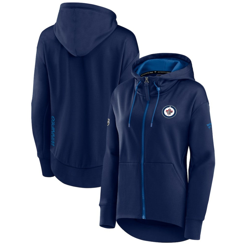 Winnipeg Jets Fanatics Women's Authentic Pro Rink Full-Zip Hoodie - Navy Hoodies