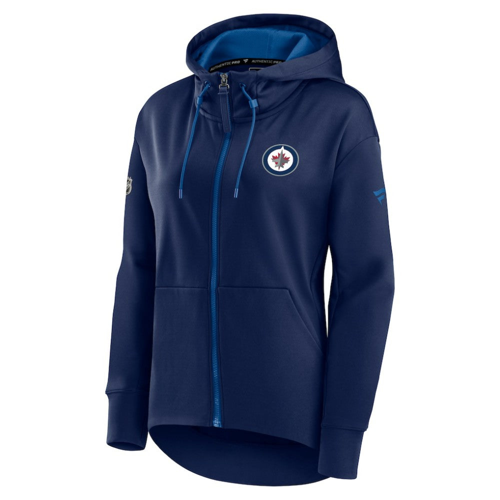 Winnipeg Jets Fanatics Women's Authentic Pro Rink Full-Zip Hoodie - Navy Hoodies