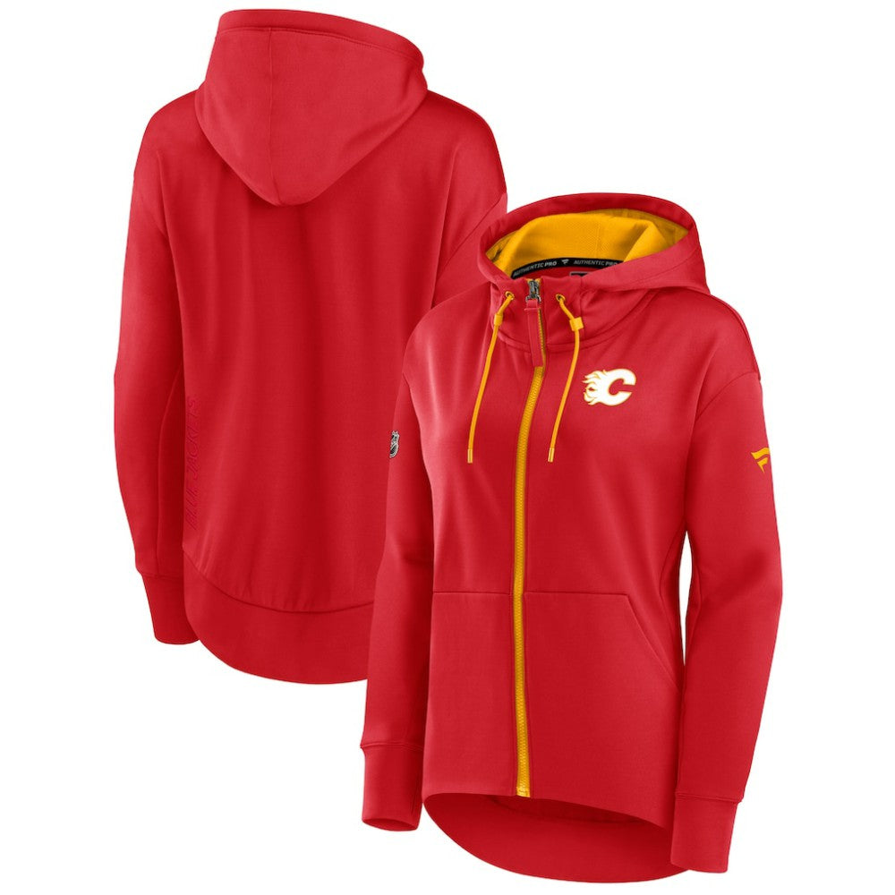 Calgary Flames Fanatics Women's Authentic Pro Rink Full-Zip Hoodie - Red Hoodies