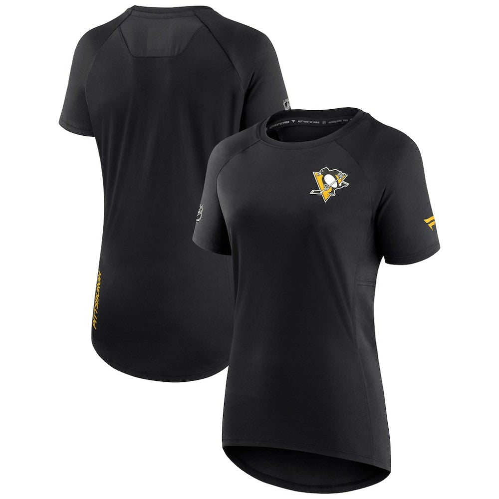 Pittsburgh Penguins Fanatics Women's Authentic Pro Rink Raglan Tech T-Shirt - Black T-shirts