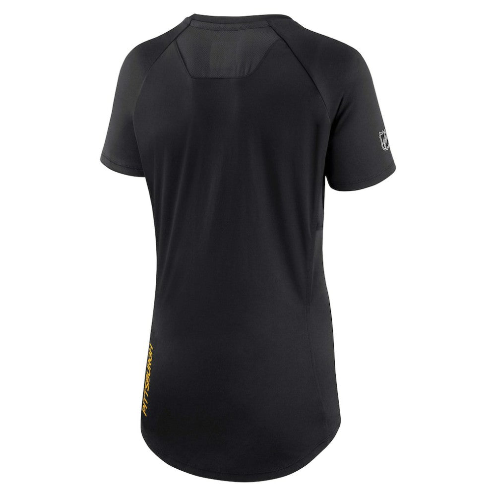 Pittsburgh Penguins Fanatics Women's Authentic Pro Rink Raglan Tech T-Shirt - Black T-shirts