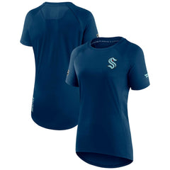 Seattle Kraken Fanatics Women's Authentic Pro Rink Raglan Tech T-Shirt - Deep Sea Blue T-shirts