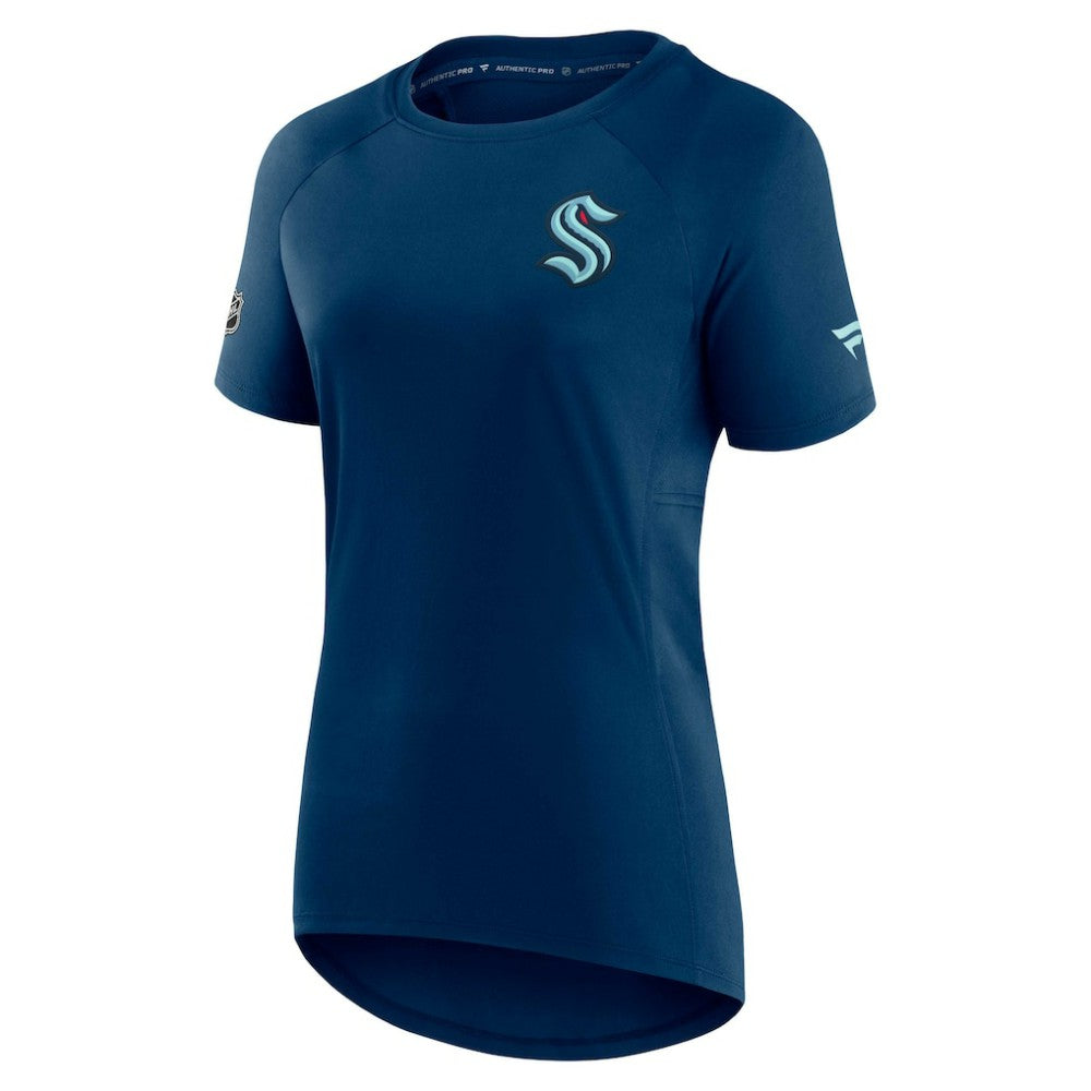 Seattle Kraken Fanatics Women's Authentic Pro Rink Raglan Tech T-Shirt - Deep Sea Blue T-shirts