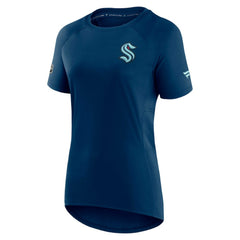 Seattle Kraken Fanatics Women's Authentic Pro Rink Raglan Tech T-Shirt - Deep Sea Blue T-shirts