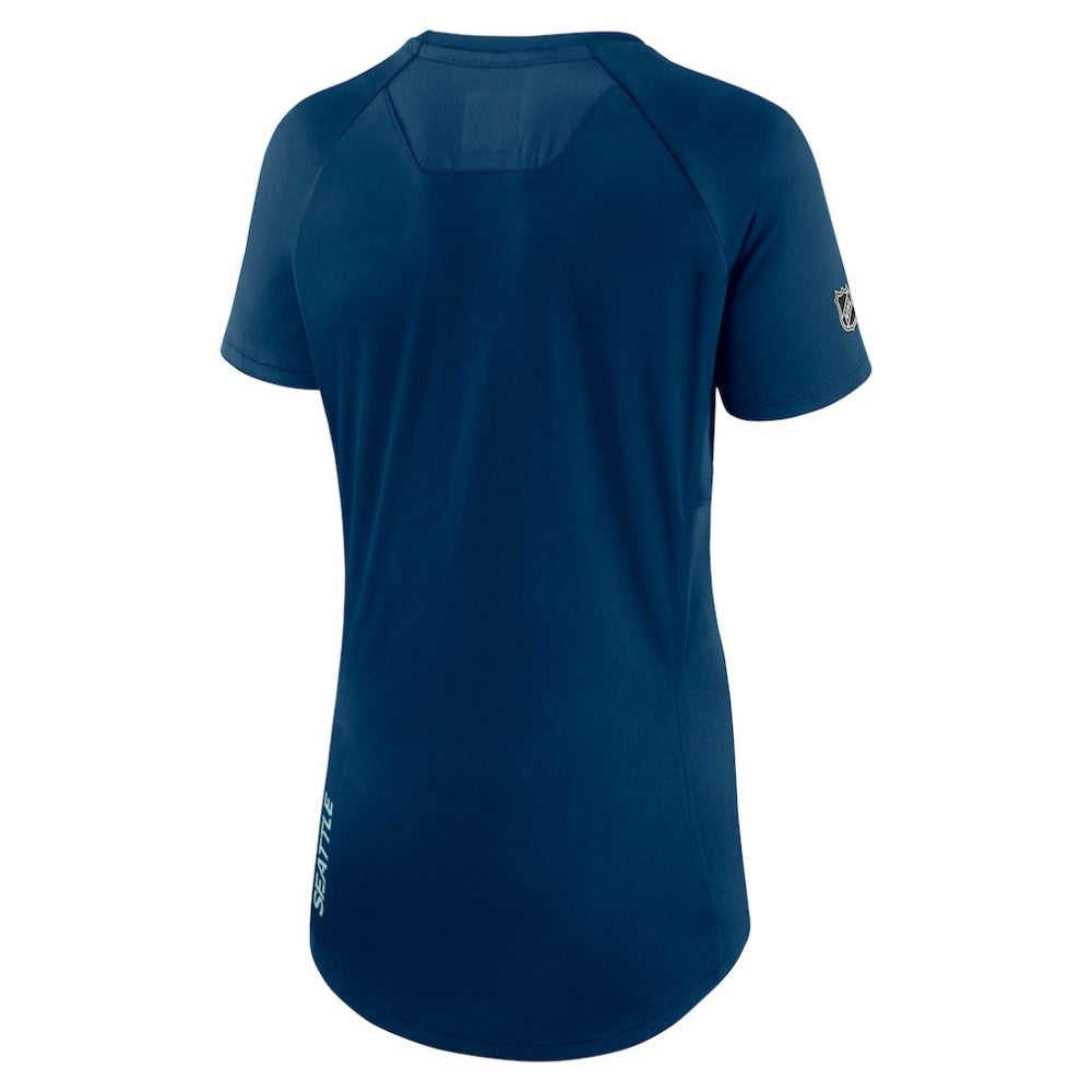 Seattle Kraken Fanatics Women's Authentic Pro Rink Raglan Tech T-Shirt - Deep Sea Blue T-shirts