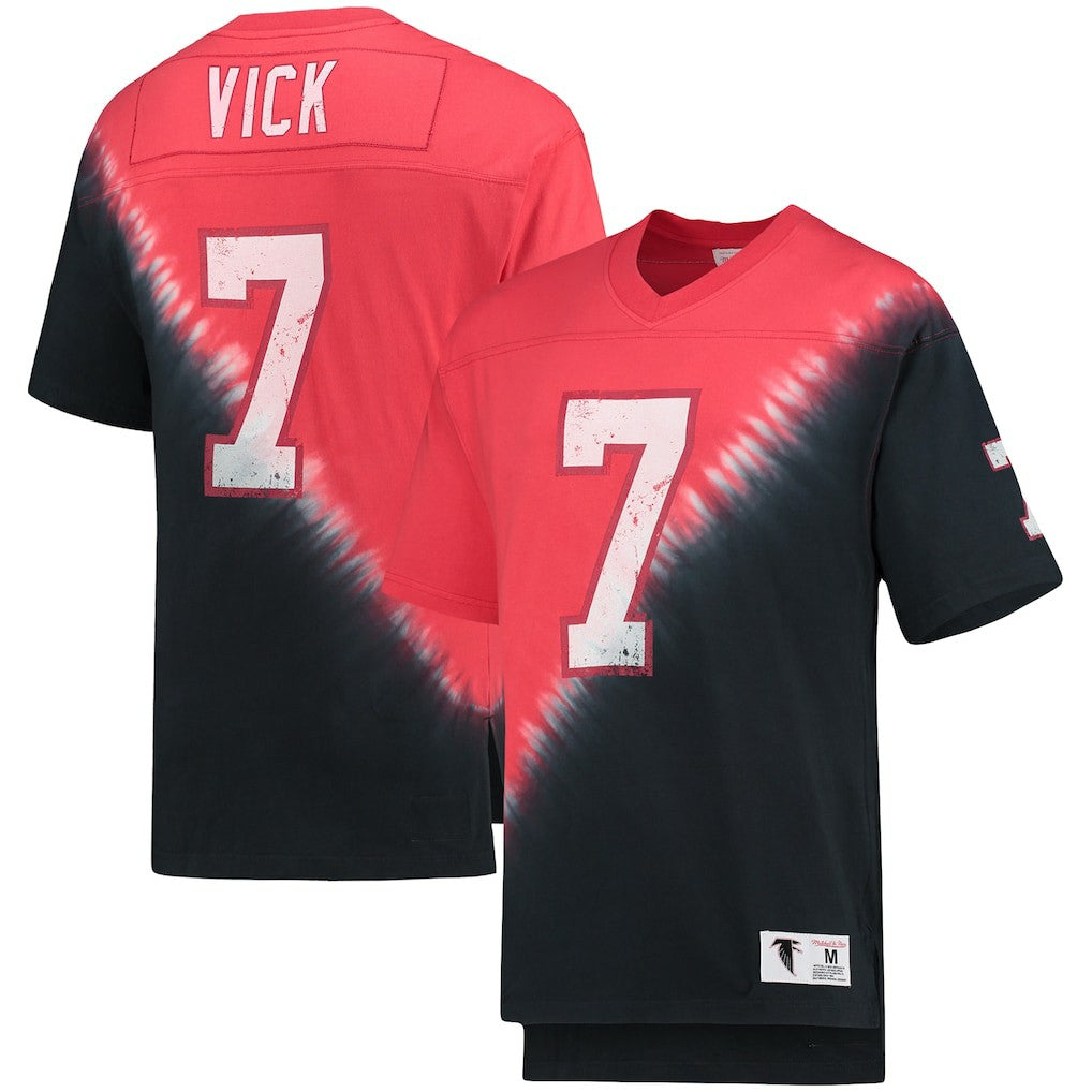 Michael Vick Atlanta Falcons Retired Player Name & Number Diagonal Tie-Dye V-Neck T-Shirt - Black/Red sale