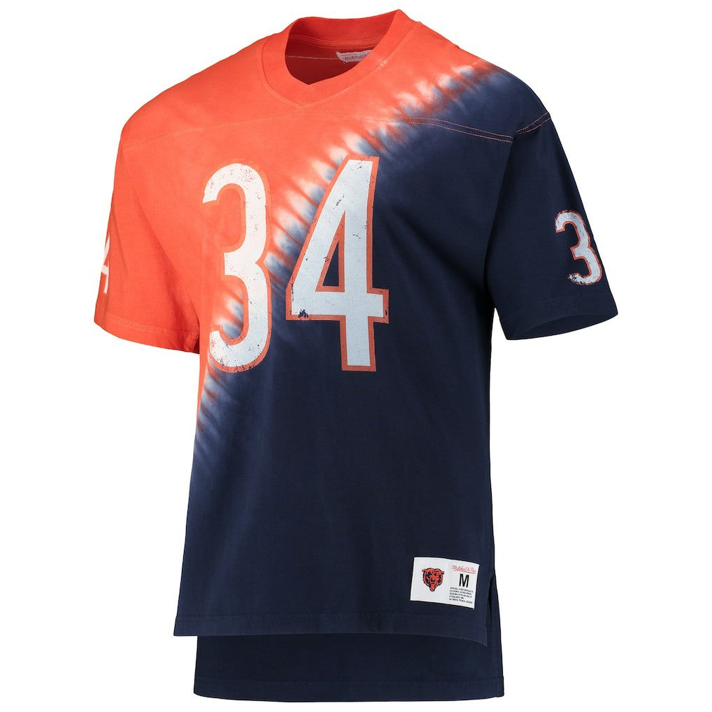 Walter Payton Chicago Bears Retired Player Name & Number Diagonal Tie-Dye V-Neck T-Shirt - Orange/Navy online
