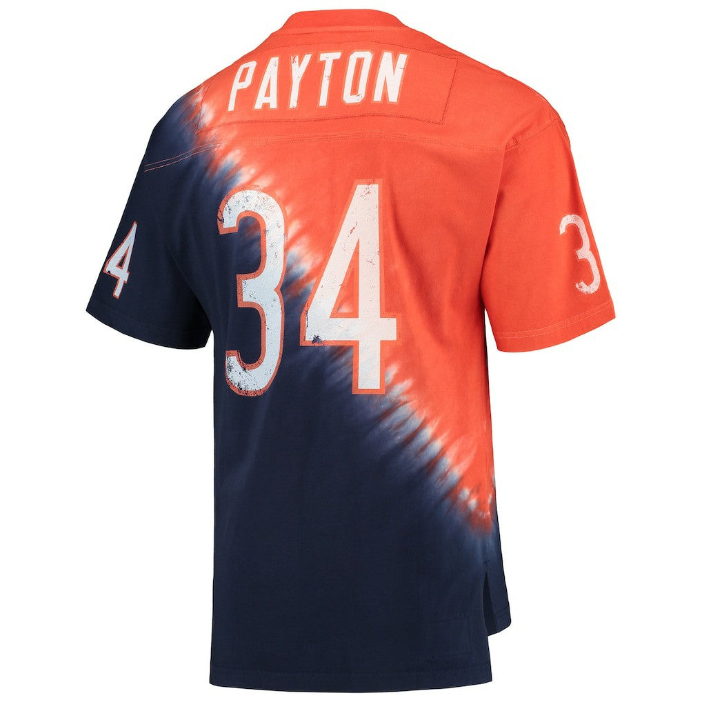 Walter Payton Chicago Bears Retired Player Name & Number Diagonal Tie-Dye V-Neck T-Shirt - Orange/Navy online