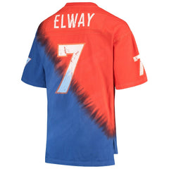 John Elway Denver Broncos Retired Player Name & Number Diagonal Tie-Dye V-Neck T-Shirt - Orange/Royal for sale