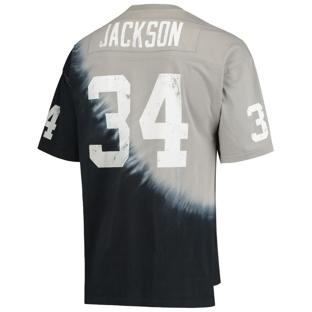 Bo Jackson Las Vegas Raiders Retired Player Name & Number Diagonal Tie-Dye V-Neck T-Shirt - Black/Silver online