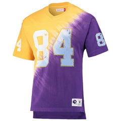Randy Moss Minnesota Vikings Retired Player Name & Number Diagonal Tie-Dye V-Neck T-Shirt - Gold/Purple for sale