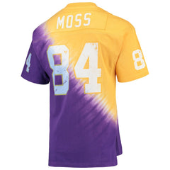Randy Moss Minnesota Vikings Retired Player Name & Number Diagonal Tie-Dye V-Neck T-Shirt - Gold/Purple for sale