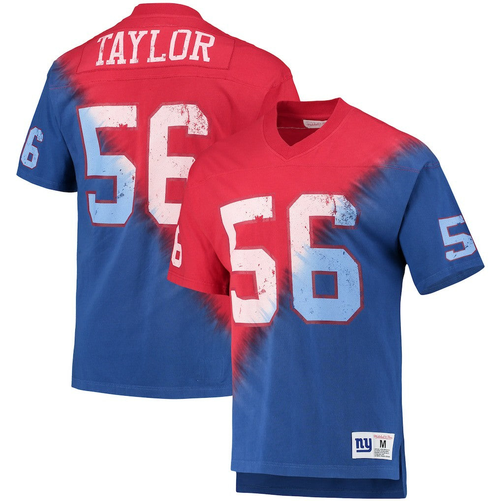Lawrence Taylor New York Giants Retired Player Name & Number Diagonal Tie-Dye V-Neck T-Shirt - Red/Royal discount