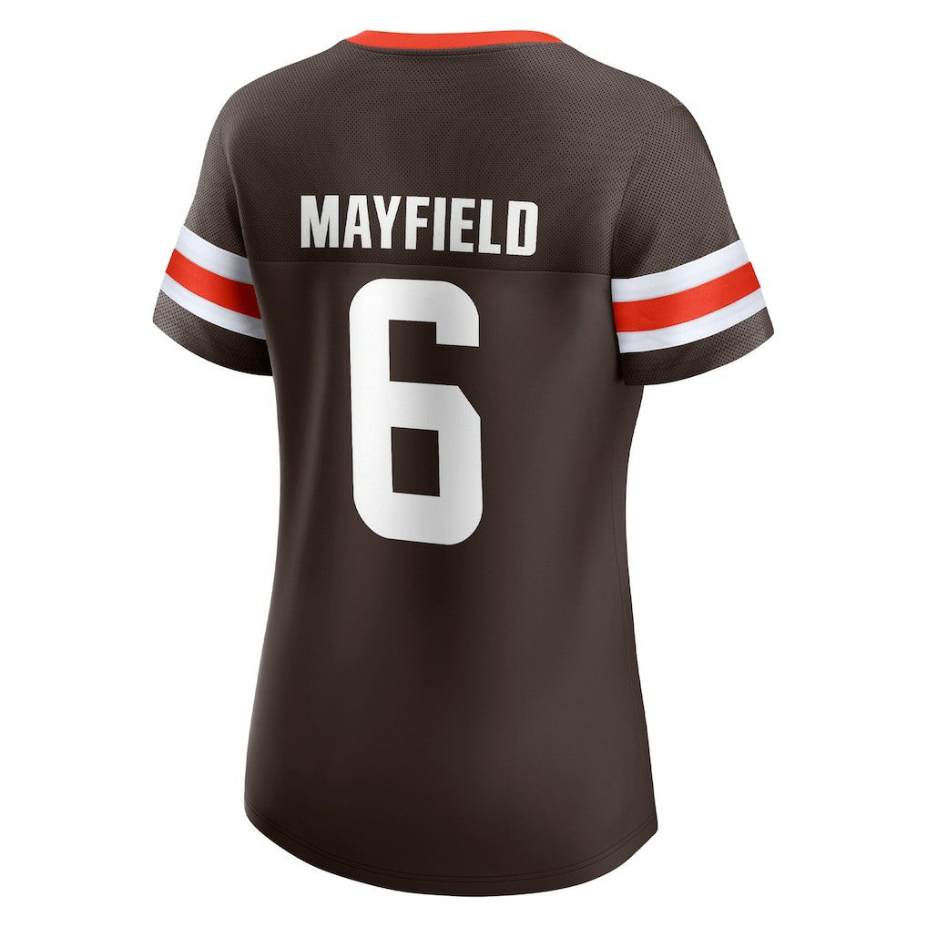 Baker Mayfield Cleveland Browns Women's Athena Name & Number Notch Neck T-Shirt - Brown cheap