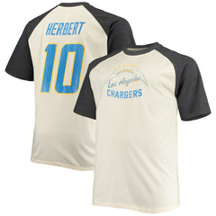 Justin Herbert Los Angeles Chargers Big & Tall Player Name & Number Raglan T-Shirt - Oatmeal cheap