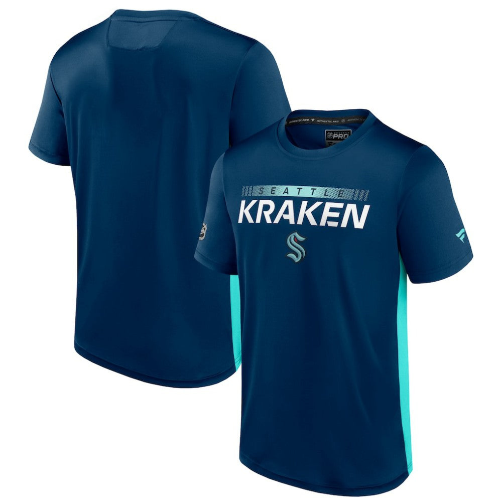 Seattle Kraken Fanatics Authentic Pro Rink Tech T-Shirt - Deep Sea Blue/Light Blue T-shirts