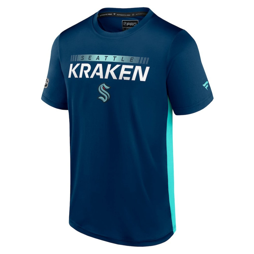 Seattle Kraken Fanatics Authentic Pro Rink Tech T-Shirt - Deep Sea Blue/Light Blue T-shirts