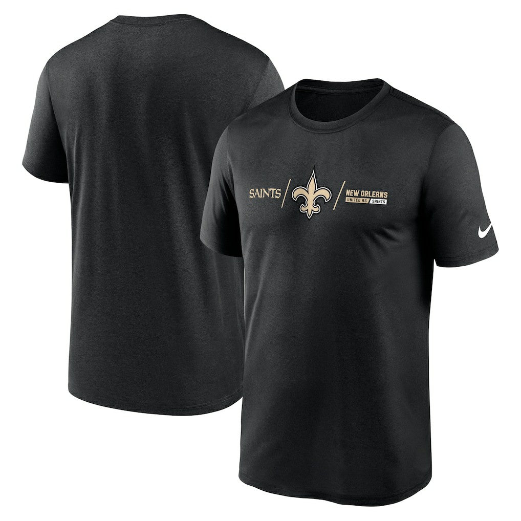 New Orleans Saints Horizontal Lockup Legend Performance T-Shirt - Black for sale