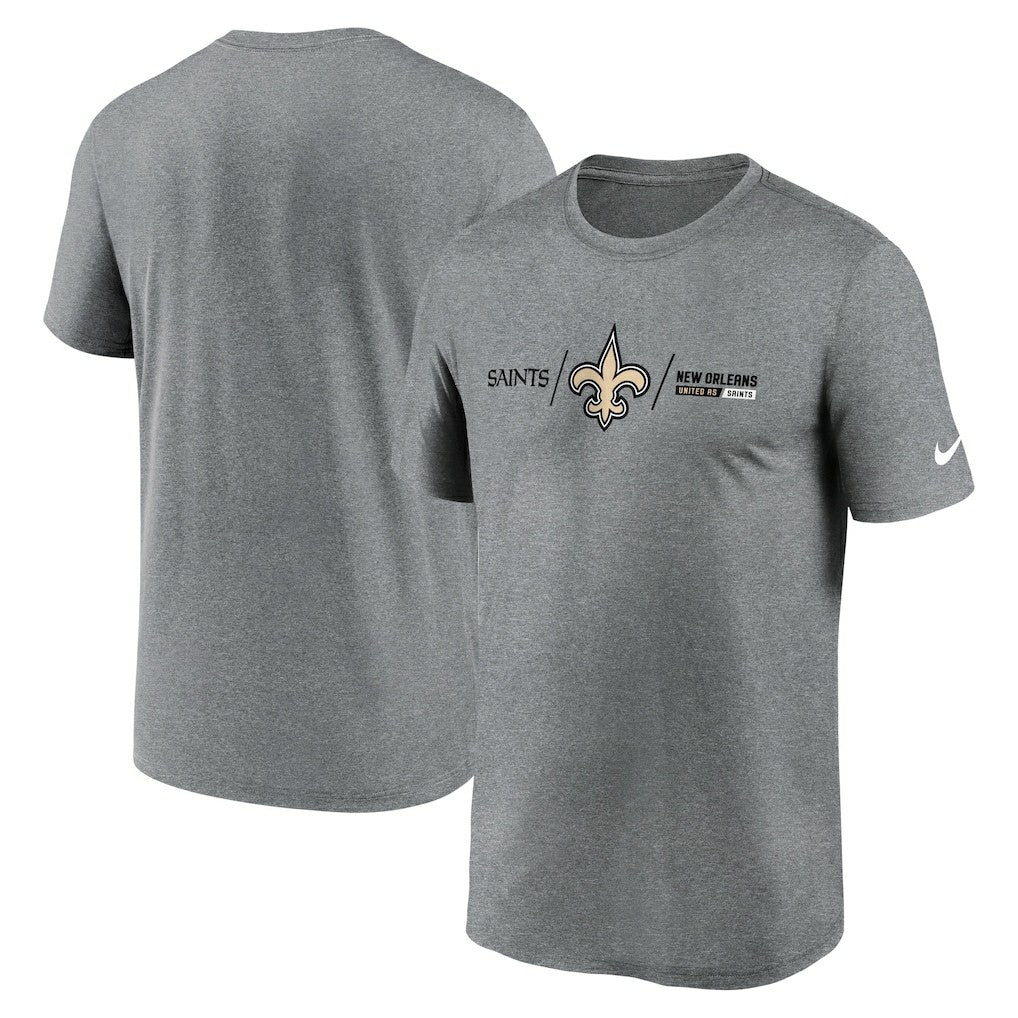 New Orleans Saints Horizontal Lockup Legend Performance T-Shirt - Heathered Charcoal sale