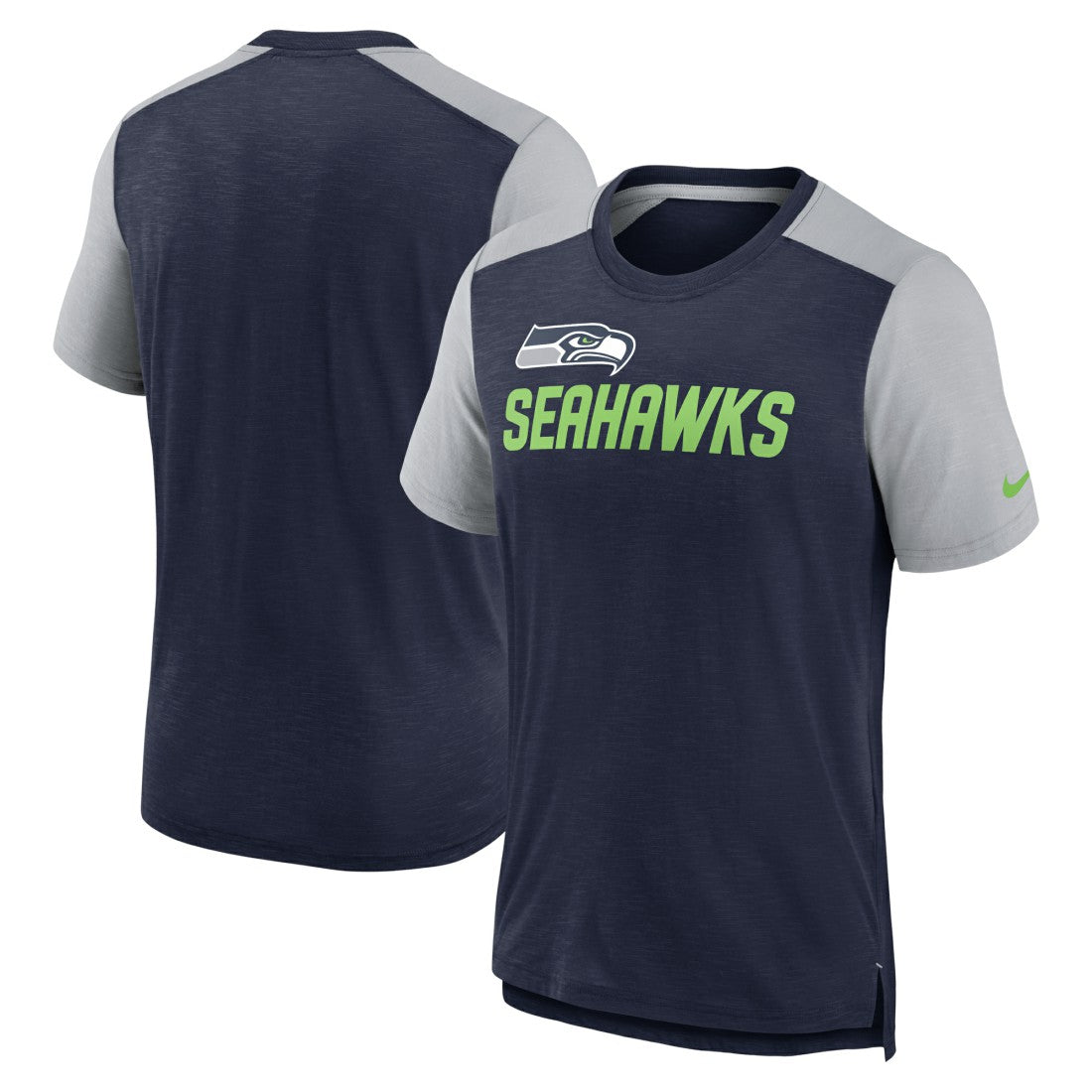 Seattle Seahawks Color Block Team Name T-Shirt - Heathered College Navy/Heathered Gray online