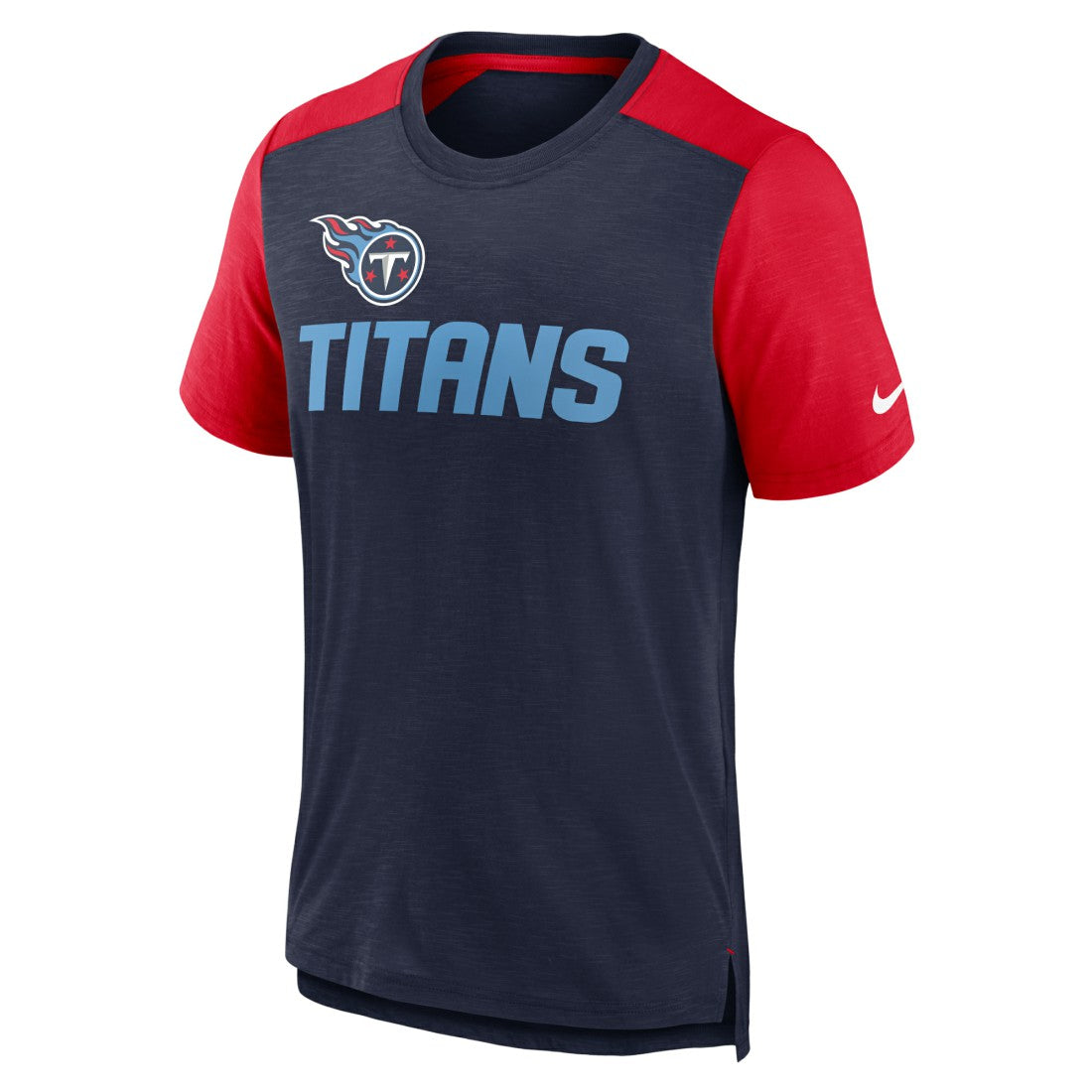 Tennessee Titans Color Block Team Name T-Shirt - Heathered Navy/Heathered Red online