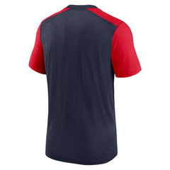 New England Patriots Color Block Team Name T-Shirt - Heathered Navy/Heathered Red on sale