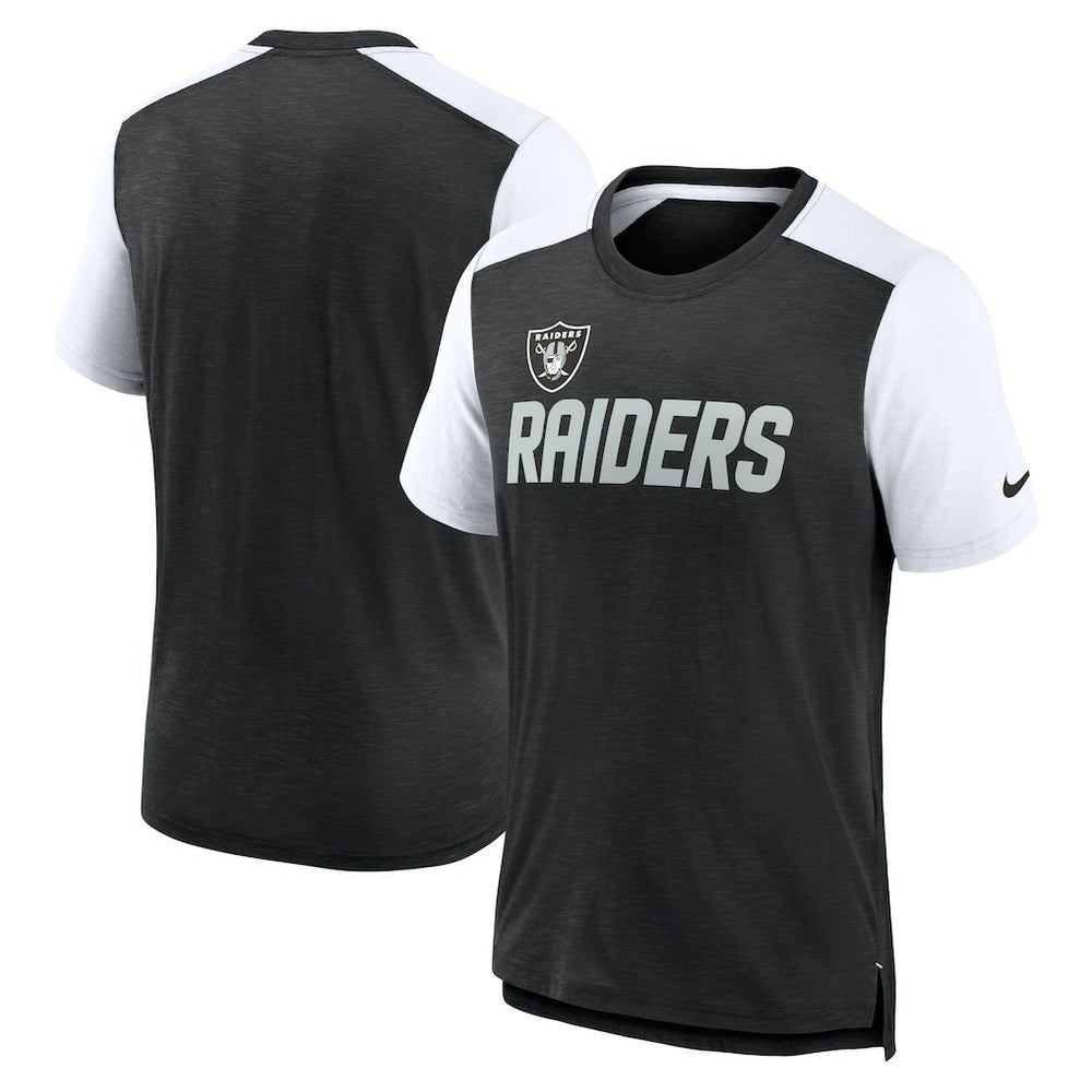 Las Vegas Raiders Color Block Team Name T-Shirt - Heathered Black/White online