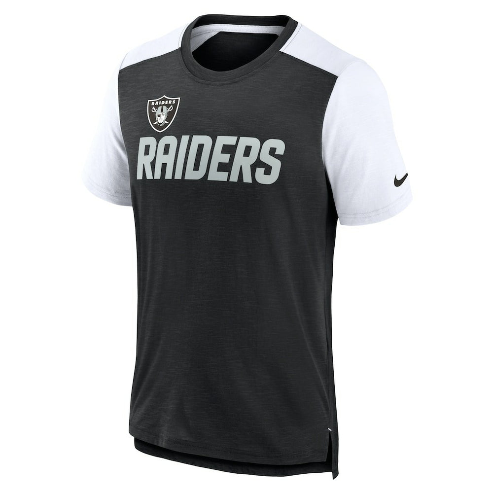 Las Vegas Raiders Color Block Team Name T-Shirt - Heathered Black/White online