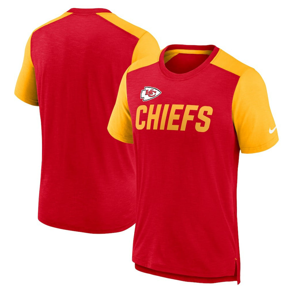 Kansas City Chiefs Color Block Team Name T-Shirt - Heathered Red/Heathered Gold outlet