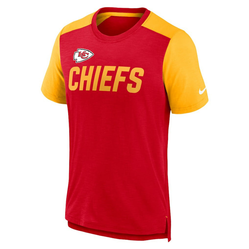 Kansas City Chiefs Color Block Team Name T-Shirt - Heathered Red/Heathered Gold outlet