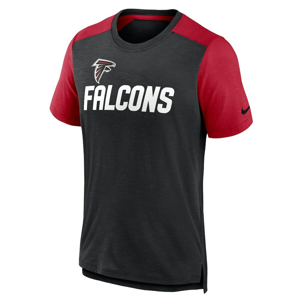 Atlanta Falcons Color Block Team Name T-Shirt - Heathered Black/Heathered Red for sale