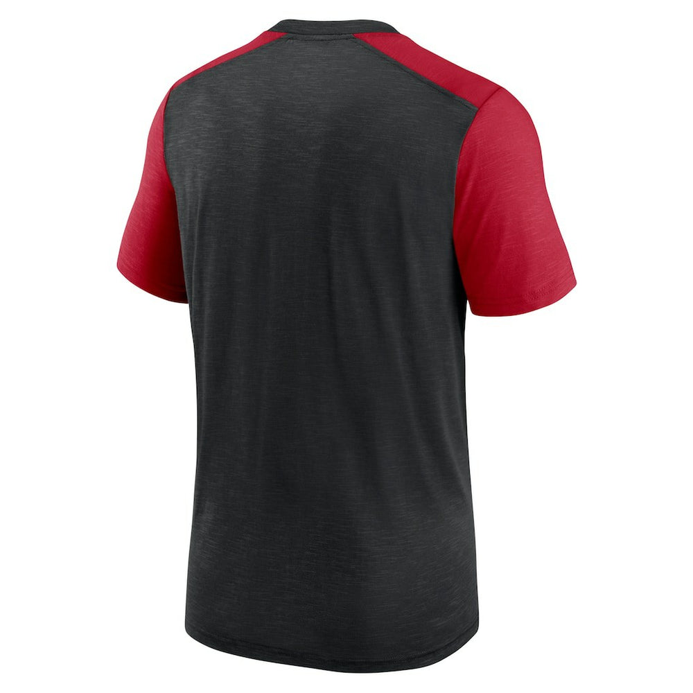 Atlanta Falcons Color Block Team Name T-Shirt - Heathered Black/Heathered Red for sale