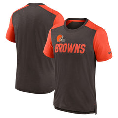 Cleveland Browns Color Block Team Name T-Shirt - Heathered Brown/Heathered Orange on sale