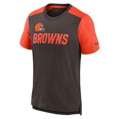 Cleveland Browns Color Block Team Name T-Shirt - Heathered Brown/Heathered Orange on sale