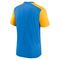 Los Angeles Chargers Color Block Team Name T-Shirt - Heathered Powder Blue/Heathered Gold cheap