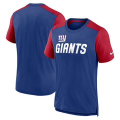 New York Giants Color Block Team Name T-Shirt - Heathered Royal/Heathered Red for sale