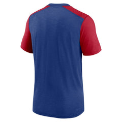 New York Giants Color Block Team Name T-Shirt - Heathered Royal/Heathered Red for sale