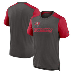 Tampa Bay Buccaneers Color Block Team Name T-Shirt - Heathered Pewter/Heathered Red discount